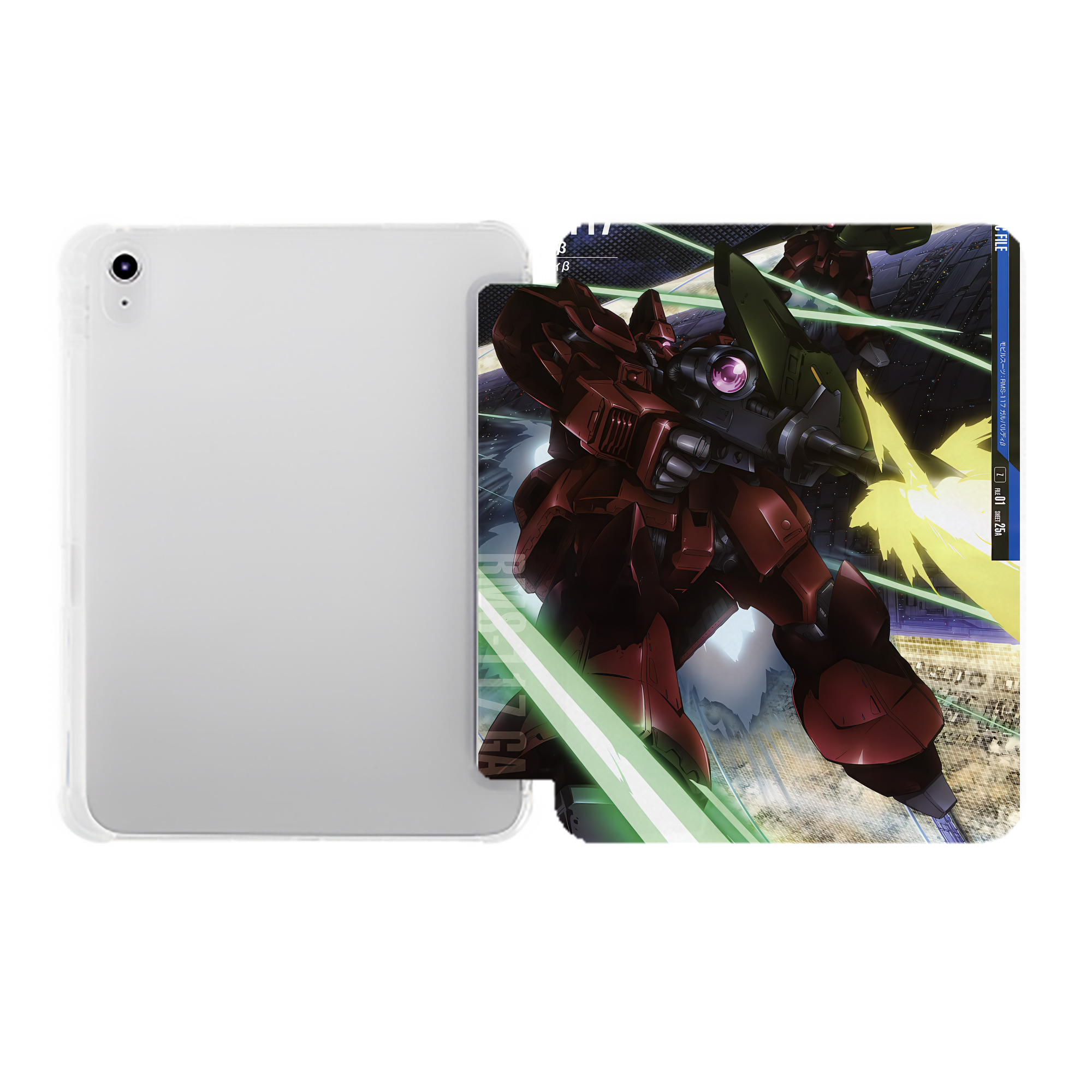 （画像用） 機動戦士ガンダム Mobile Suit Gundam IPad ケース ペン収納付き 三つ折りスタンド PUレザー×シリコン 対応機種9.5/10.5/10.9インチ